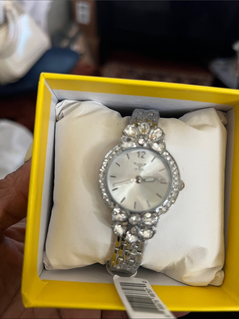 Invicta Silver Crystal Floral Bracelet Watch